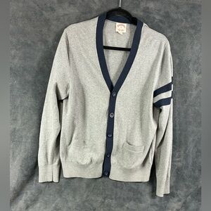 Brooks Brothers Gray Cardigan with Navy Stripes